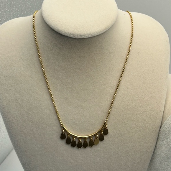 Kendra Scott Sydney Short Pendant Necklace Gold Plated 19" & Pouch - Picture 3 of 8